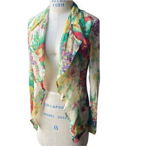Drives Van Noten SZ Small Floral sheer 100% silk jacket